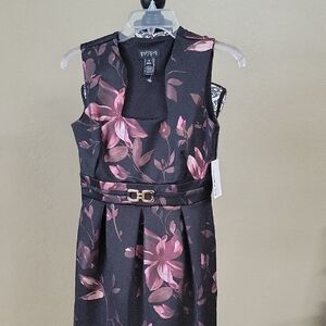Enfocus Studio Black Dress with Pink Floral Pattern